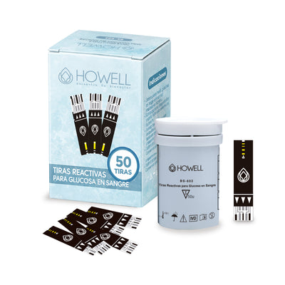 Pack 50 Tiras Reactivas Glucometro Howell BS-602