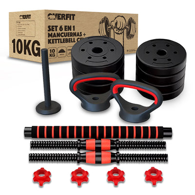 Set Mancuernas + Barra + Kettlebell Unibles Overfit 10kg