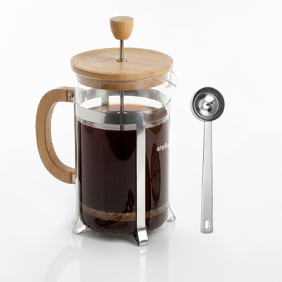 Cafetera Francesa 600ml Atelier Prensa Vidrio Acero Inoxidable Portatil Con Dosificador