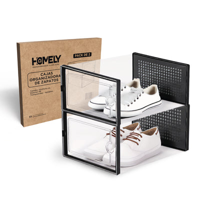 Caja Organizadora Zapatos Apilables Homely Transparente X2