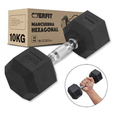 Mancuerna Hexagonal 10 Kg Acero Y Caucho Overfit