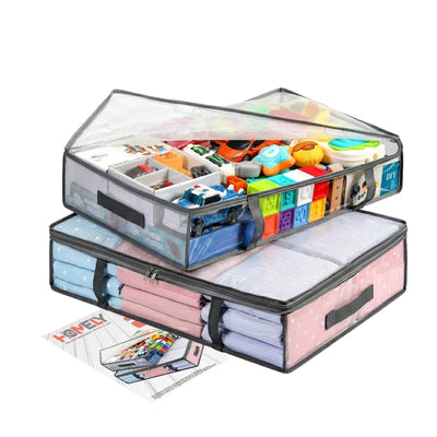 Set de 2 bolsas organizadoras bajo cama Homely transparentes 52 litros