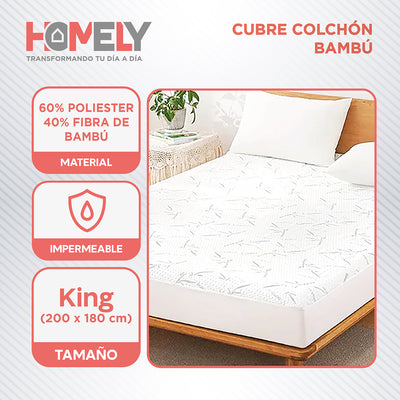 Cubre Colchon Bambu Cobertor Impermeable King