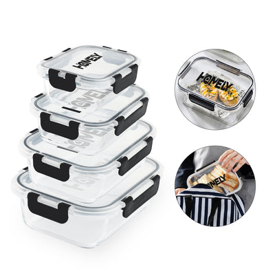 Tupper Hermetico Comida Homely Vidrio Templado Set x4 3.57 L
