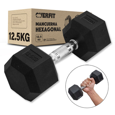Mancuerna Hexagonal 12.5 Kg Acero Y Caucho Overfit