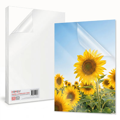 Papel Laminado Frio Adhesivo Transparente A4 Homely 50 Hojas