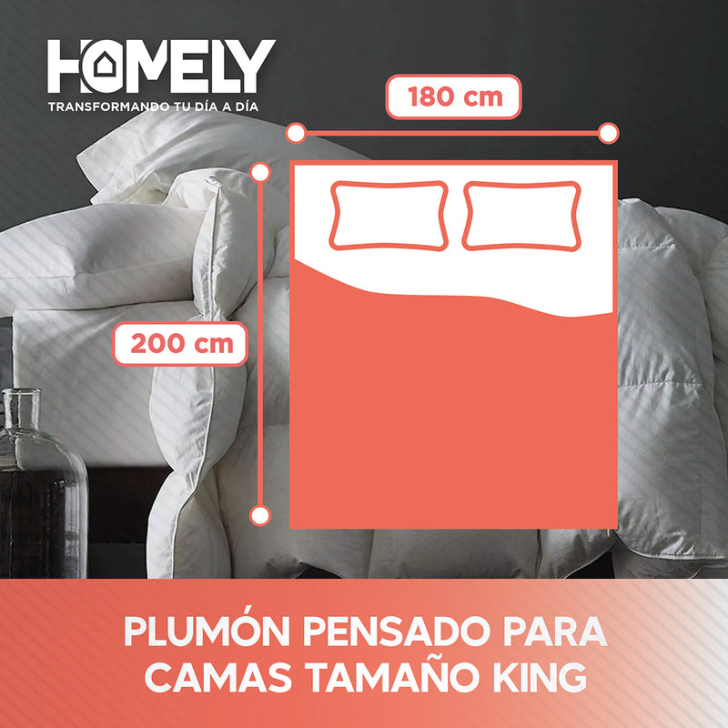 Cubrecama Cobertor King 90% Pluma Pecho Ganso Homely Luxury
