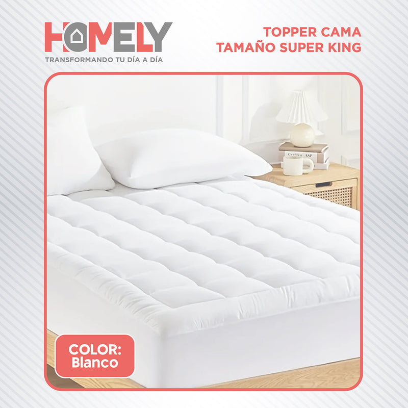 Topper Cubre Colchon SuperKing 90% Pluma Pecho Ganso Homely