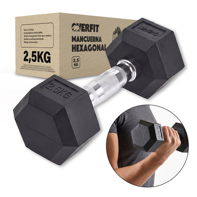 Mancuerna Hexagonal 2.5kg Acero Y Caucho Overfit Negro Pesas