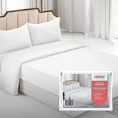 Juego De Sabanas Queen Homely Suave 100 Gsm 4 Piezas