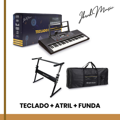 Teclado Musical 61 Teclas Ibrah Piano + Funda + Atril