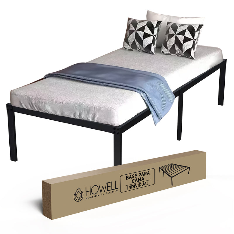 Base cama 1 plaza Howell 190x90x30 Acero Soporta 250kg