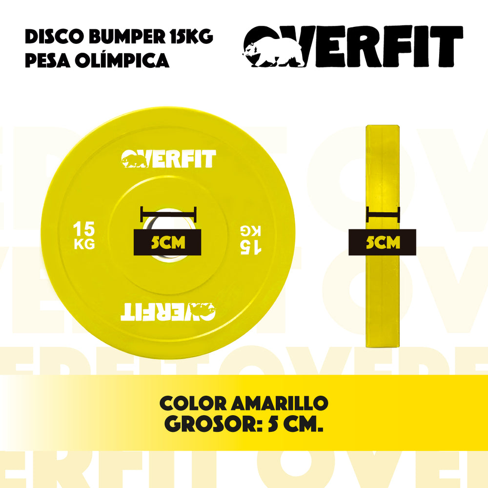 Disco Pesa Olimpica Goma Overfit 15kg Antideslizante