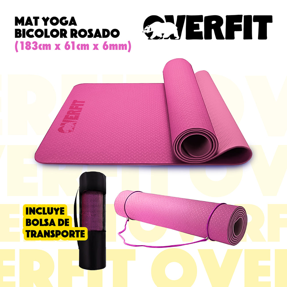 Mat Yoga TPE 6mm Overfit Alfombra Ejercicio Pilates Bicolor