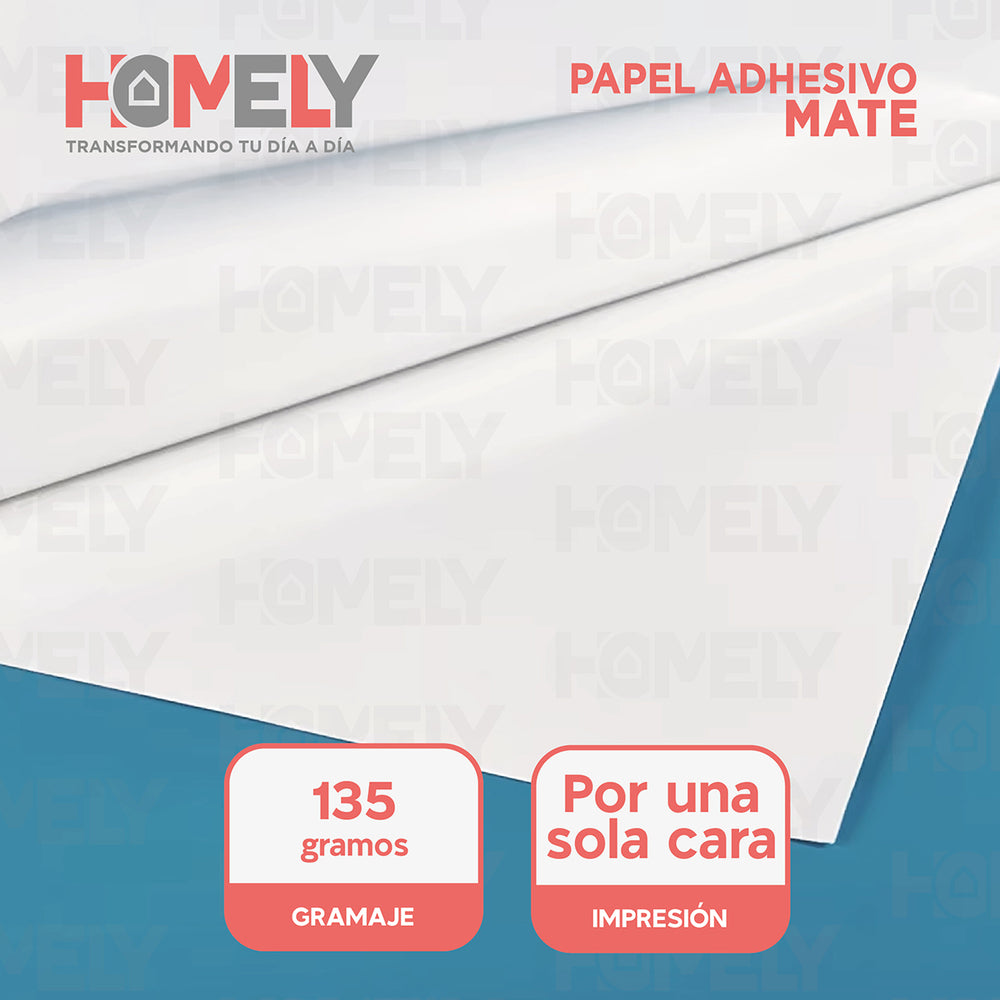Papel Fotografico Adhesivo Matte A4 135g Homely 50 Hojas Blanco