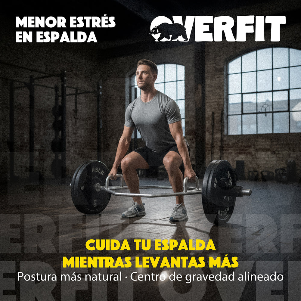Barra Olimpica Hexagonal 23kg Overfit Acero Peso Muerto