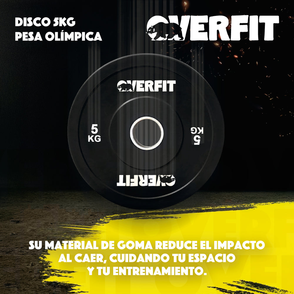 Disco Pesa Olimpica Goma Overfit 5kg Antideslizante