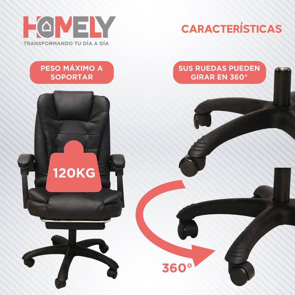 Silla Premium Escritorio Reclinable con Apoyapies Homely