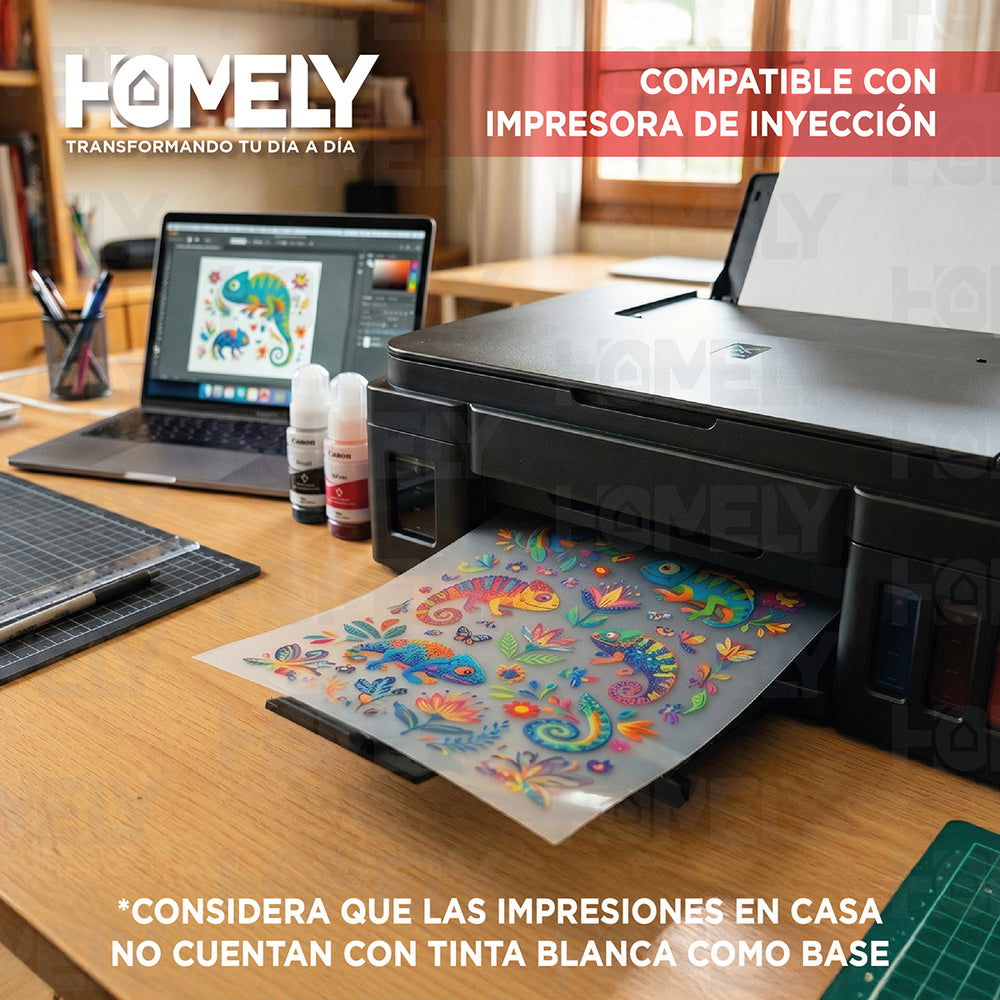 Papel Vinilo Adhesivo Transparente A4 20 Hojas Homely 90g Blanco