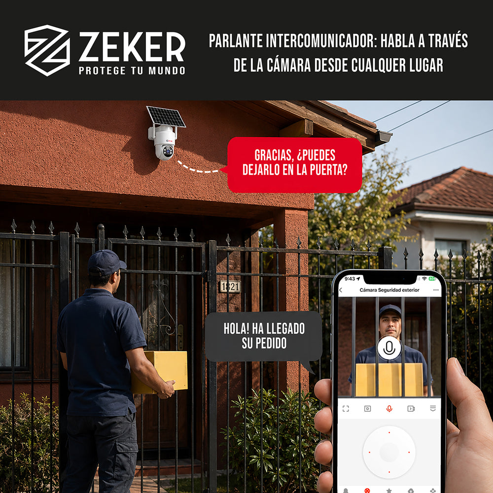 Camara de seguridad panel Solar wifi 2.4G Zeker 4MP