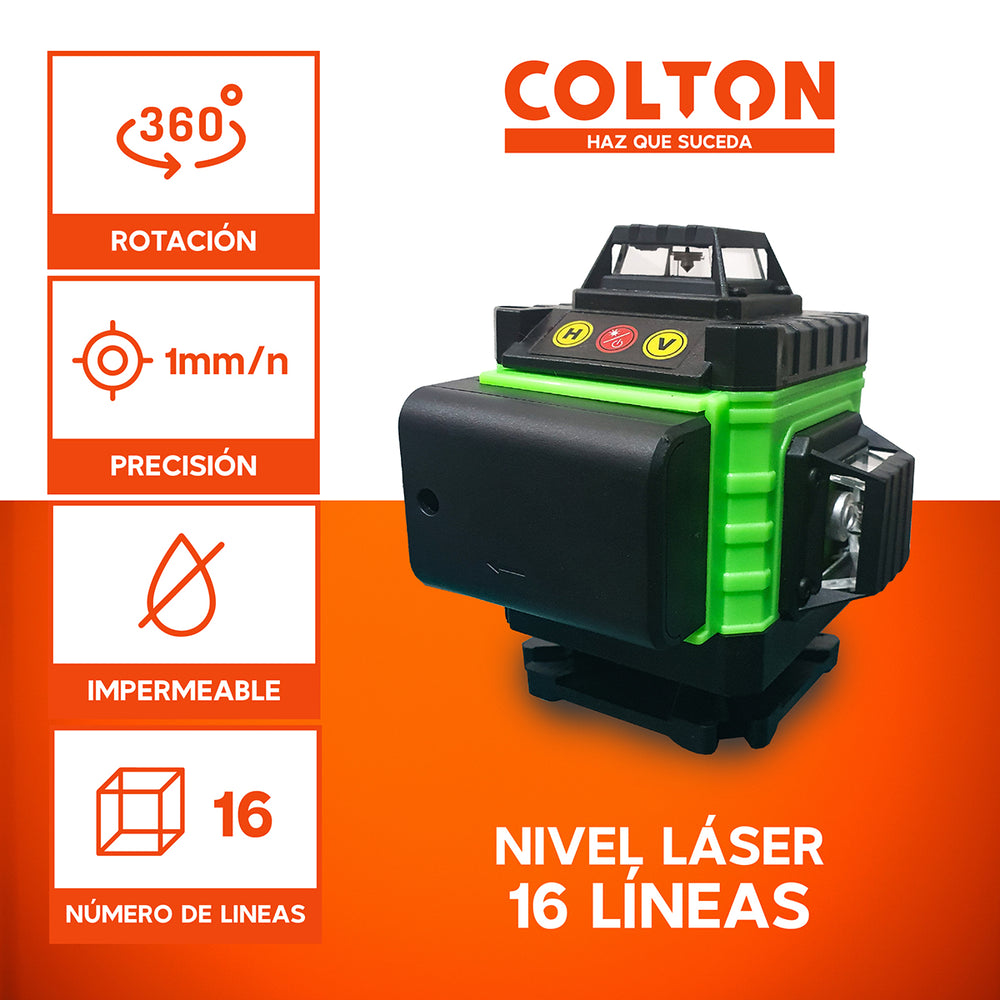 Nivel Láser 16 Líneas Colton Auto + 2 Baterías + Trípode