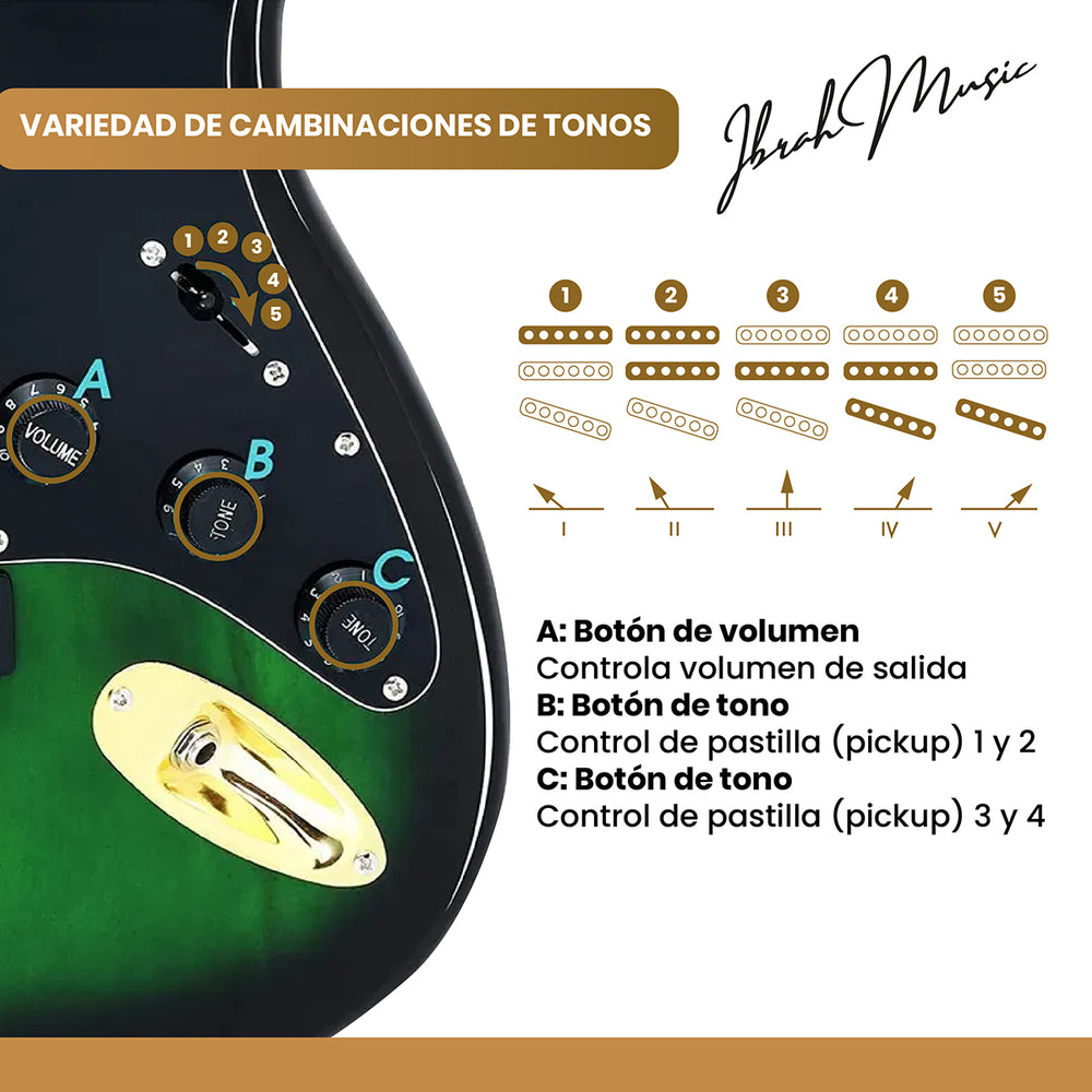 Guitarra Eléctrica Stratocaster Ibrah + Amplif + Accesorios