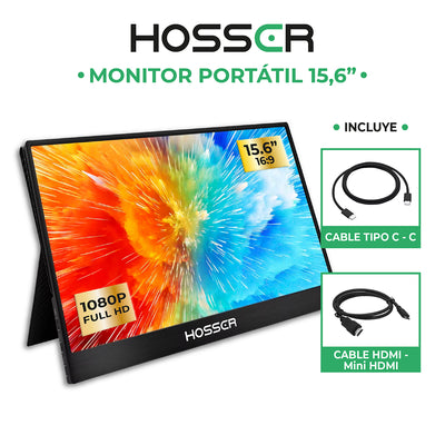 Monitor Notebook Portátil Gaming 15.6 Pulgadas Hosser Full HD Con Parlante LCD Negro