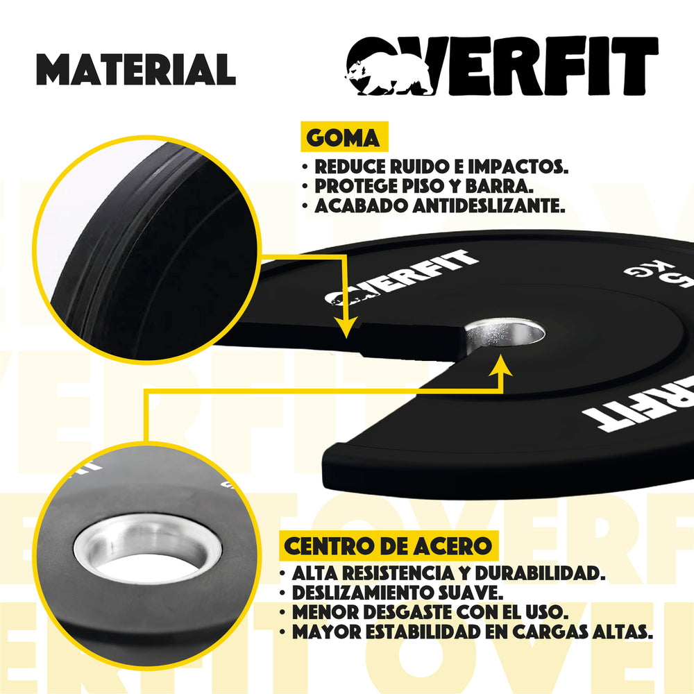 Disco Pesa Olimpica Goma Overfit 5kg Antideslizante