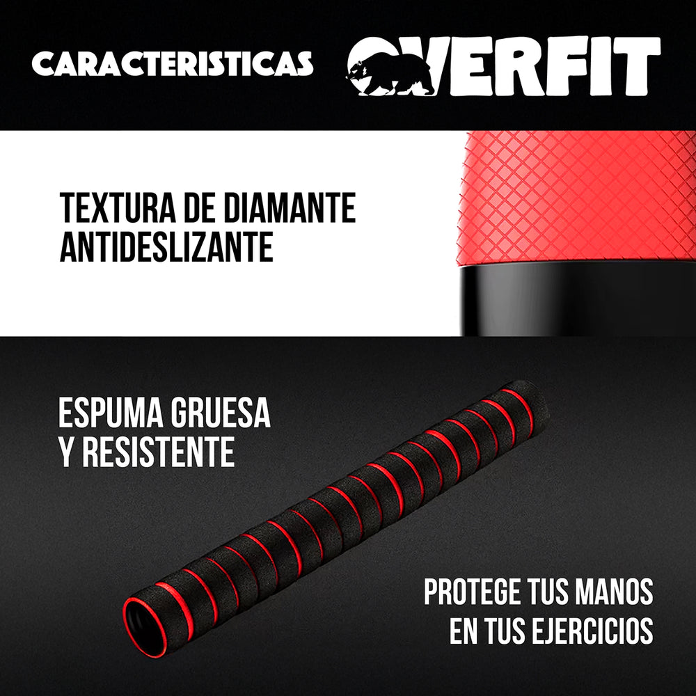 Set Mancuernas + Barra + Kettlebell Unibles Overfit 10kg