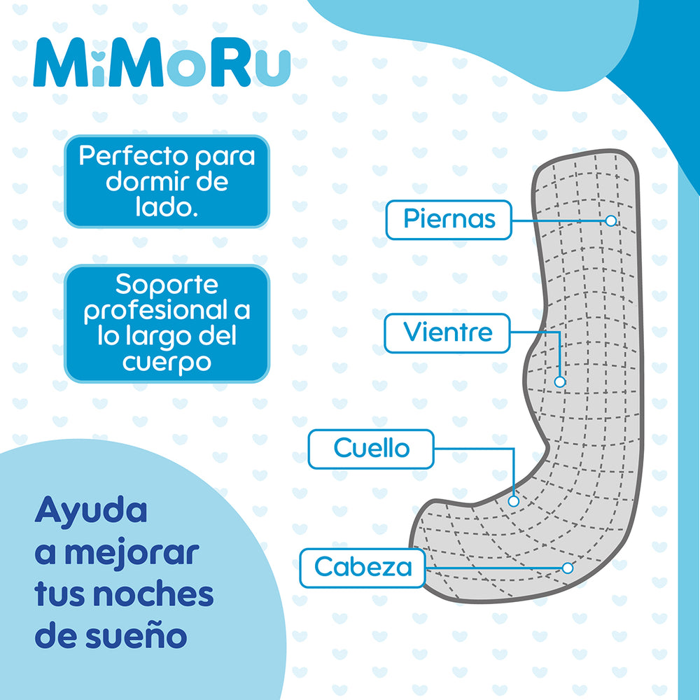 Cojin Maternal De Lactancia Embarazada Mimoru Almohada 102x71 Cm Funda Extra Suave Para Dormir Antimolestia Gris - Default Title