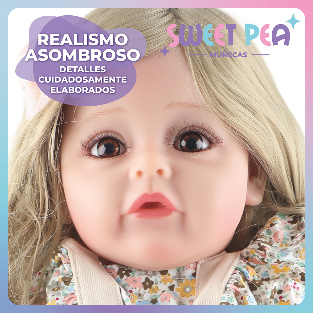 Bebe Reborn Candy Muñeca Sweet Pea Realista Silicona 55 Cm