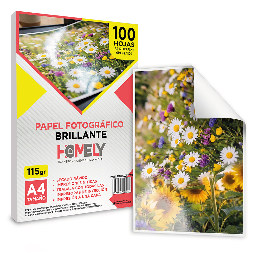 Papel fográfico brillante 100 hojas A4 115 g