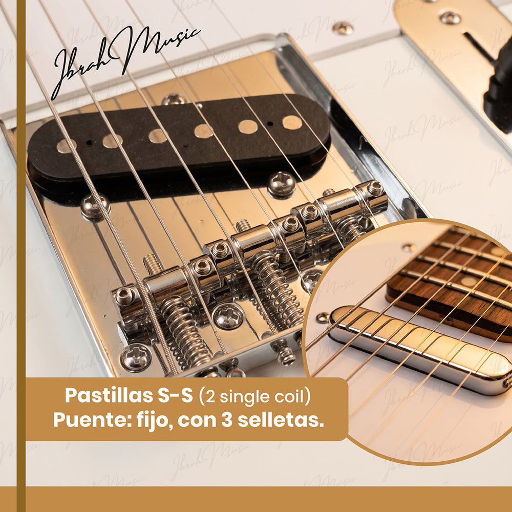 Guitarra Eléctrica Ibrah TC Style Blanca - Vista lateral