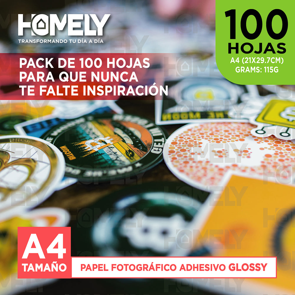 Papel fotográfico adhesivo impresión 115g 100 hojas