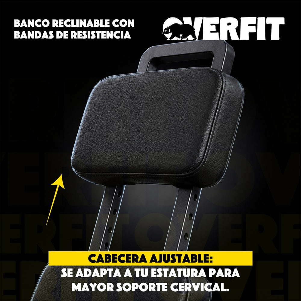 Banco Reclinable Gym Con bandas De Resistencia Overfit
