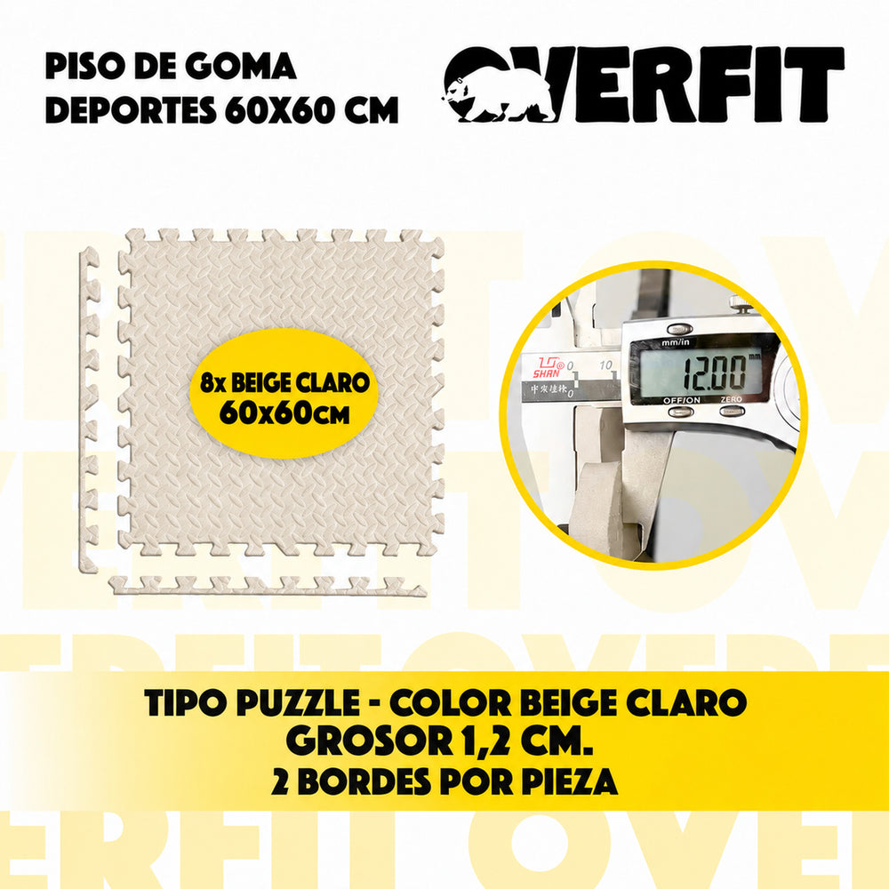 Piso Goma Eva Gimansio Overfit 60x60cm 8u Beige