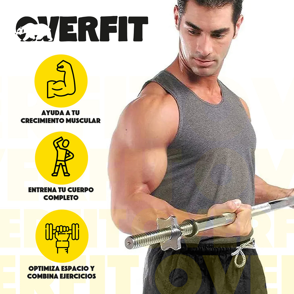 Barra Preolimpica Recta 4.2 kg Overfit 120Cm Cromada Fitness