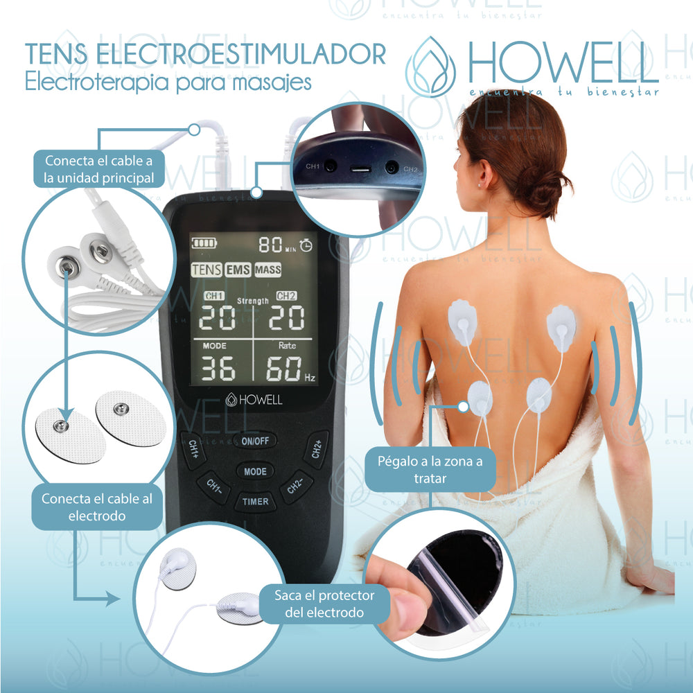 Tens Electroestimulador Muscular 36 Modos Howell EMS Dual
