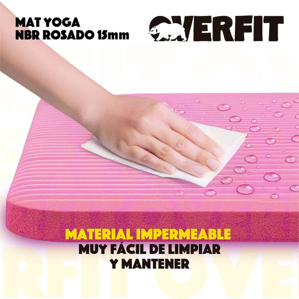 Mat Yoga NBR Overfit 189x61cm 15mm Rosado Antideslizante