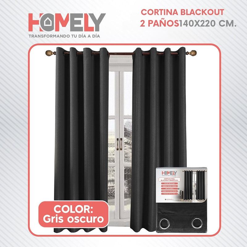 Cortinas 100% Blackout Termica 2x140x220 Homely