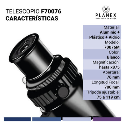 Telescopio Astronómico Newtoniano F70076 Planex + Soporte