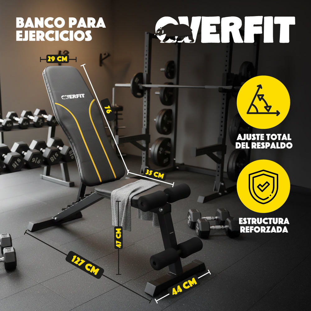 Banco Reclinable Gym Multifuncional Overfit Press Ajustable