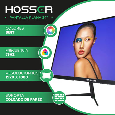 Monitor Notebook PC Plano 24 Pulgadas Hosser Full HD HDMI