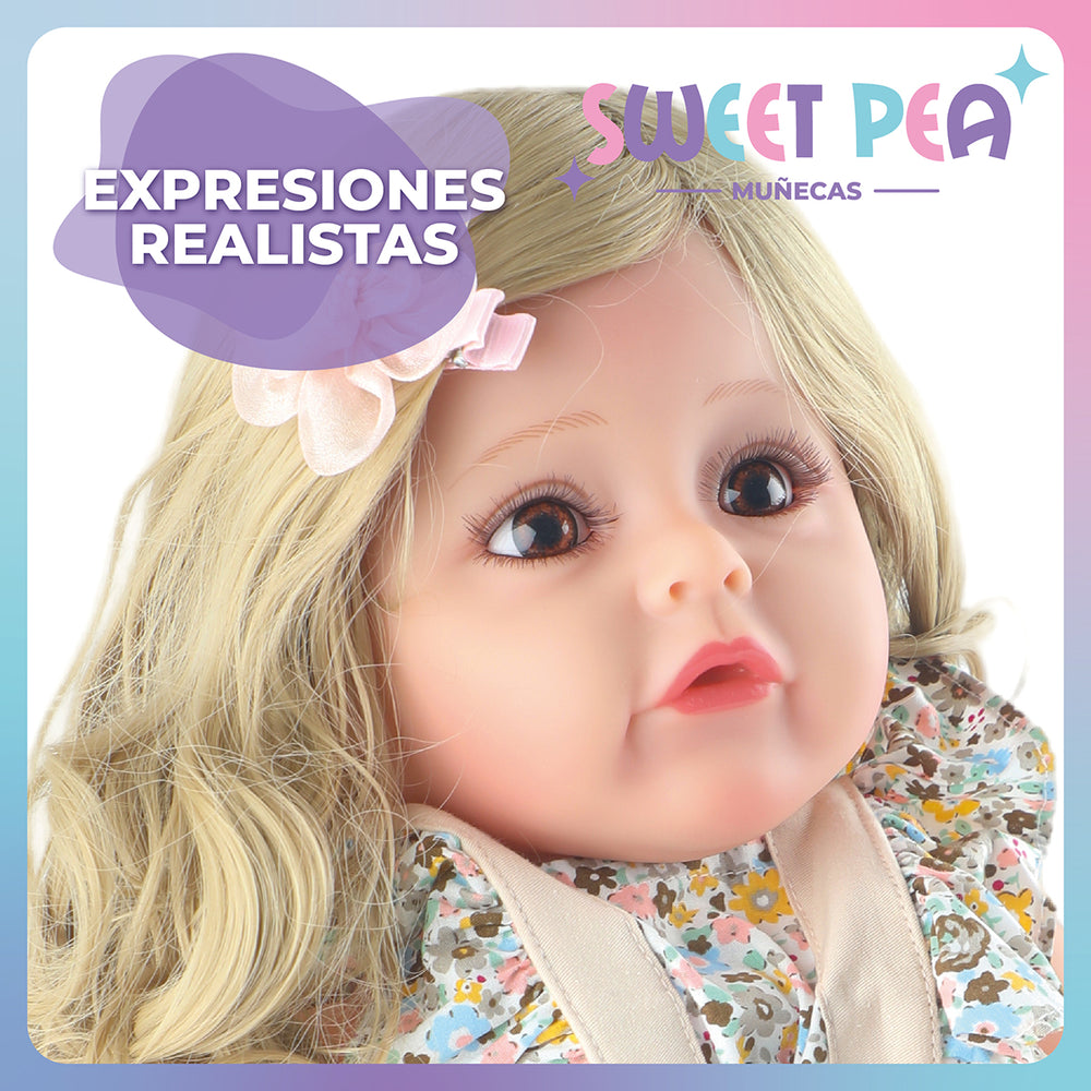 Bebe Reborn Candy Muñeca Sweet Pea Realista Silicona 55 Cm