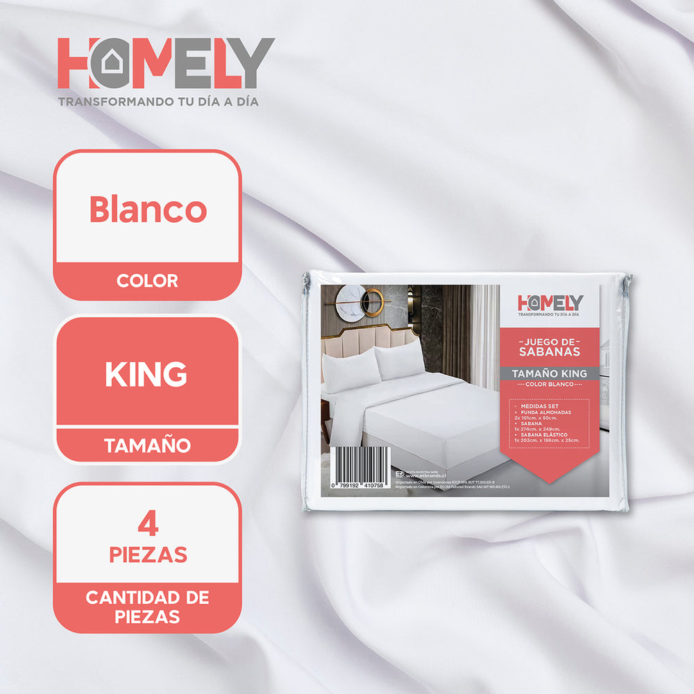Juego de sabanas King Homely Suave 100 GSM 4 Piezas