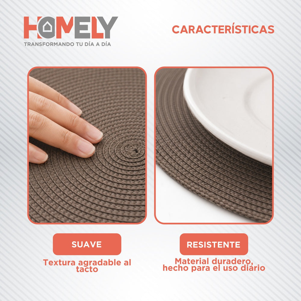 Pack x 6 Individuales De Mesa Circulares Homely Color Cafe