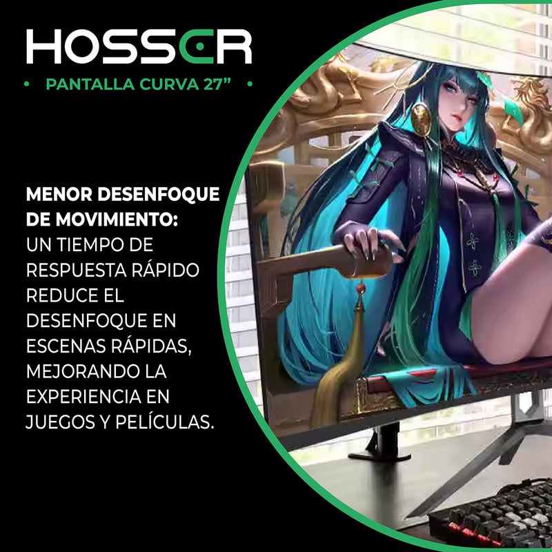 Monitor Curvo Gamer 27 Pulgadas Hosser Full HD Gaming Monitor Notebook PC