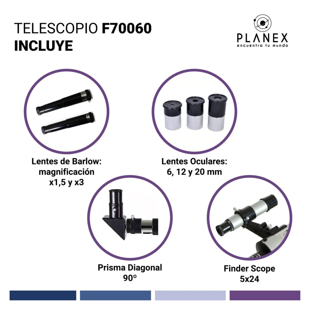 Telescopio Astronómico Monocular F70060 Planex + Soporte