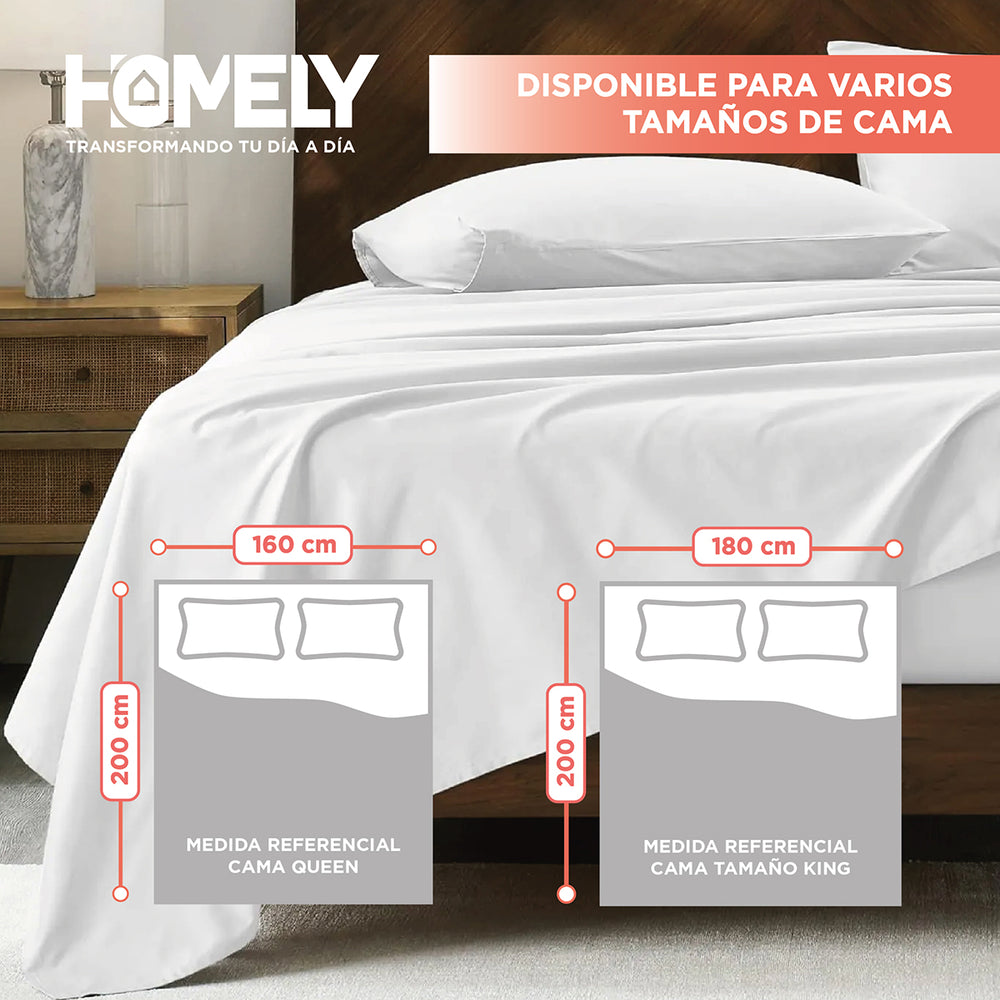 Juego de sabanas King Homely Suave 100 GSM 4 Piezas