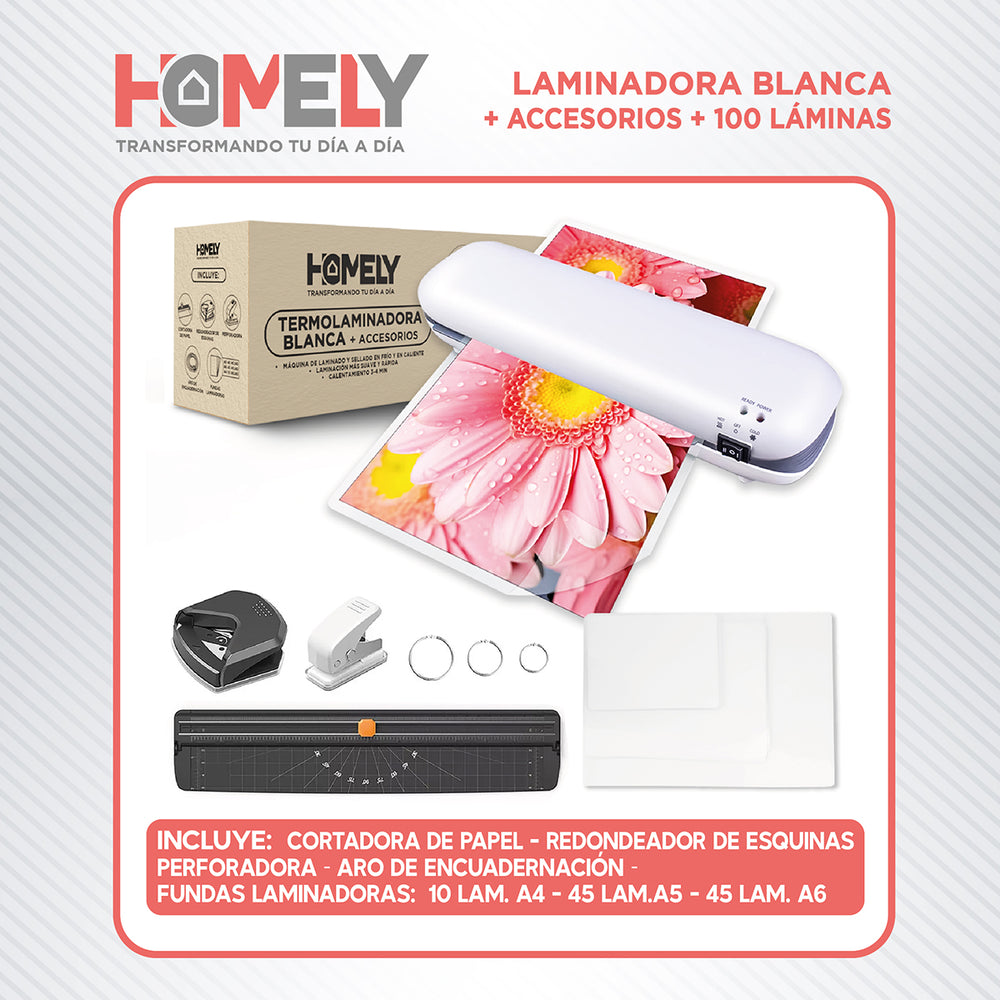 Termolaminadora Plastificadora Homely + Accesorios + Laminas